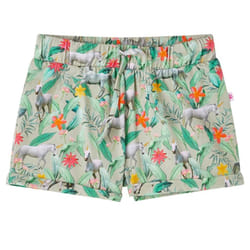 Kids' Shorts with Drawstring Toddler Pants Unicorn and Plant Print Light Khaki - 140