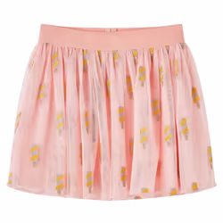 Kids' Skirt with Tulle and Popsicle Embroidery Kids Girl's Skirt Light Pink - 116