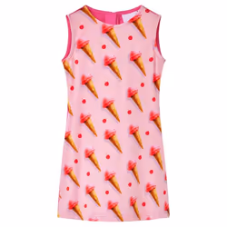 Kids' Dress School Children's Sleeveless Dress Ice Cream Print Bright Pink - 92