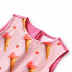 Kids' Dress School Children's Sleeveless Dress Ice Cream Print Bright Pink - 92