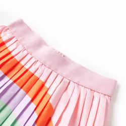 Kids' Pleated Skirt Girls' Short Skirt Skater Skirt Rainbow Print Light Pink - 92