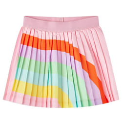 Kids' Pleated Skirt Girls' Short Skirt Skater Skirt Rainbow Print Light Pink - 104