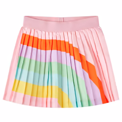 Kids' Pleated Skirt Girls' Short Skirt Skater Skirt Rainbow Print Light Pink - 116