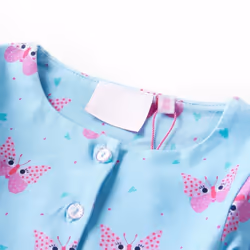 Kids' Dress with Buttons Sleeveless School Girl's Dress Butterfly Print Blue - 92