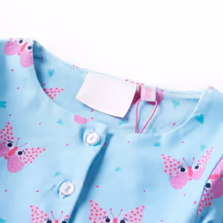 Kids' Dress with Buttons Sleeveless School Girl's Dress Butterfly Print Blue - 128