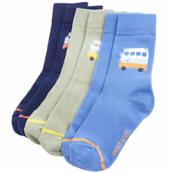 Kids' Socks Children Cotton Socks Toddler Kids School Socks 5 Pairs Bus Print - 26-29