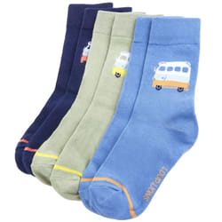Kids' Socks Children Cotton Socks Toddler Kids School Socks 5 Pairs Bus Print - 26-29