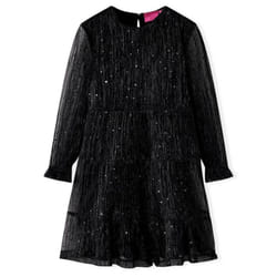 Kids' Dress with Long Sleeves Children Kids Girl's Dress Sequin Design Black - 116