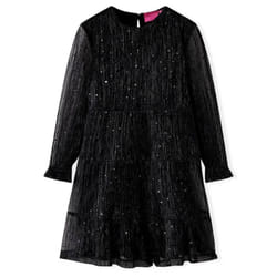 Kids' Dress with Long Sleeves Children Kids Girl's Dress Sequin Design Black - 128
