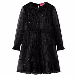Kids' Dress with Long Sleeves Children Kids Girl's Dress Sequin Design Black - 140