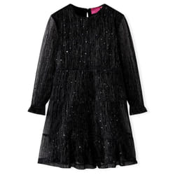 Kids' Dress with Long Sleeves Children Kids Girl's Dress Sequin Design Black - 140
