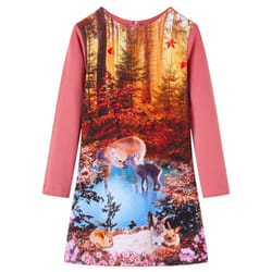 Kids' Dress with Long Sleeves Toddler Children Kids Girl's Dress Deer Print - pink, 128