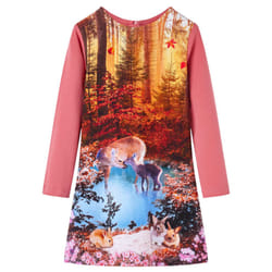 Kids' Dress with Long Sleeves Toddler Children Kids Girl's Dress Deer Print - pink, 140