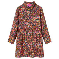 Kids' Dress with Long Sleeves School Girls Dress Flowers Print Multicolour - 92