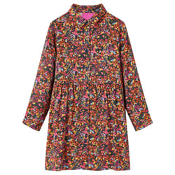 Kids' Dress with Long Sleeves School Girls Dress Flowers Print Multicolour - 104