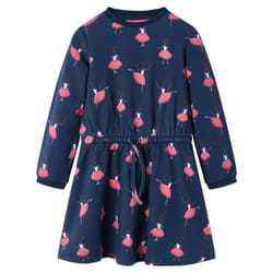 Kids' Dress Long Sleeve Children Girl's Dresses Ballerina Print Navy Blue - 92