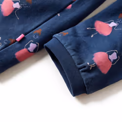 Kids' Dress Long Sleeve Children Girl's Dresses Ballerina Print Navy Blue - 92