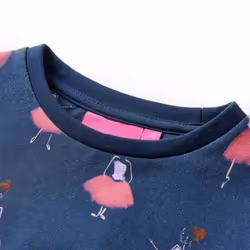 Kids' Dress Long Sleeve Children Girl's Dresses Ballerina Print Navy Blue - 104