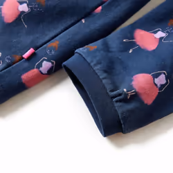 Kids' Dress Long Sleeve Children Girl's Dresses Ballerina Print Navy Blue - 104