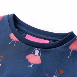 Kids' Dress Long Sleeve Children Girl's Dresses Ballerina Print Navy Blue - 116
