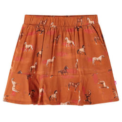 Kids' Skirt Girls Skater Skirt Children School Short Skirt Horses Print Cognac - 116