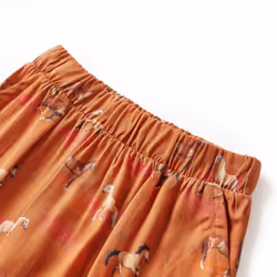 Kids' Skirt Girls Skater Skirt Children School Short Skirt Horses Print Cognac - 116