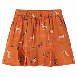 Kids' Skirt Girls Skater Skirt Children School Short Skirt Horses Print Cognac - 128
