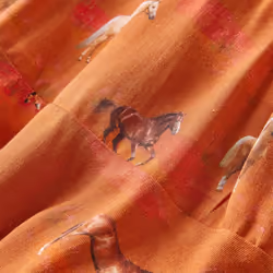 Kids' Skirt Girls Skater Skirt Children School Short Skirt Horses Print Cognac - 140