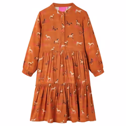 Kids' Dress Children's Casual Dress School Girl's Dresses Horses Print Cognac - 92