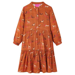 Kids' Dress Children's Casual Dress School Girl's Dresses Horses Print Cognac - 92