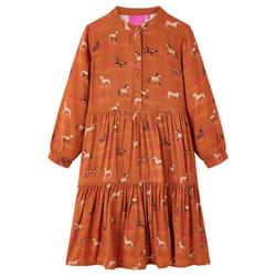 Kids' Dress Children's Casual Dress School Girl's Dresses Horses Print Cognac - 104