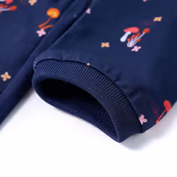 Kids' Dress Long Sleeves Children Kids Girl's Dress Mushrooms Print Navy Blue - 104