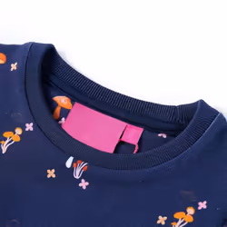 Kids' Dress Long Sleeves Children Kids Girl's Dress Mushrooms Print Navy Blue - 140