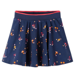 Kids' Skirt Girl's Skater Skirt Children Short Skirt Mushrooms Print Navy Blue - 128
