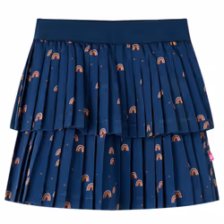 Kids' Skirt Girl's Skater Skirt Kids Short Skirt Rainbows Print Navy Blue - 104
