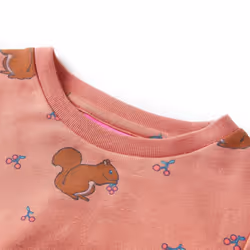 Kids' Dress Long Sleeve Children Kids Girl's Dresses Squirrels Print Old Rose - 92