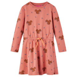 Kids' Dress Long Sleeve Children Kids Girl's Dresses Squirrels Print Old Rose - 104