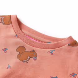 Kids' Dress Long Sleeve Children Kids Girl's Dresses Squirrels Print Old Rose - 104
