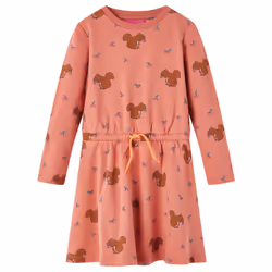 Kids' Dress Long Sleeve Children Kids Girl's Dresses Squirrels Print Old Rose - 128