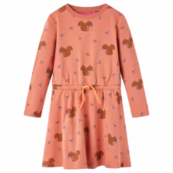 Kids' Dress Long Sleeve Children Kids Girl's Dresses Squirrels Print Old Rose - 140