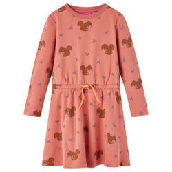 Kids' Dress Long Sleeve Children Kids Girl's Dresses Squirrels Print Old Rose - 140