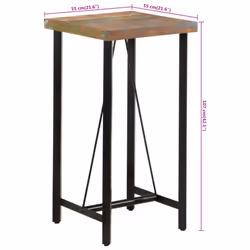 vidaXL Solid Reclaimed Wood Bar Table Kitchen Dining Furniture Multi Sizes - 55 x 55 x 107 cm - Additional view 7