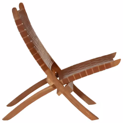 vidaXL Folding Relaxing Chair Home Foldable Office Chair Brown Real Leather - Additional view 2