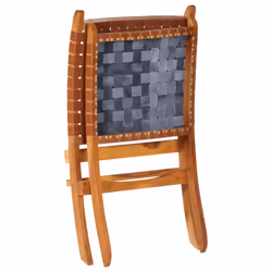 vidaXL Folding Relaxing Chair Home Foldable Office Chair Brown Real Leather - Additional view 4