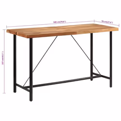 vidaXL Bar Table Kitchen Coffee Table Side Table Solid Wood Acacia and Iron - Additional view 3