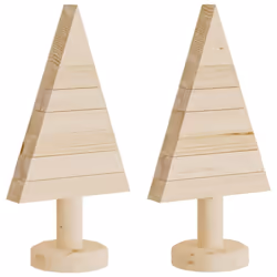 vidaXL Wooden Christmas Trees Xmas Tree 2 pcs for Decoration Solid Wood Pine
