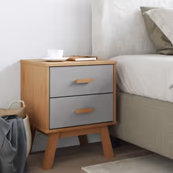 vidaXL Bedside Cabinet Nightstand Bed Table Grey and Brown Solid Wood Pine