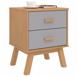 vidaXL Bedside Cabinet Nightstand Bed Table Grey and Brown Solid Wood Pine - Additional view 4