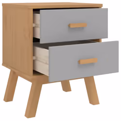 vidaXL Bedside Cabinet Nightstand Bed Table Grey and Brown Solid Wood Pine - Additional view 5