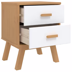 vidaXL Bedside Cabinet Nightstand Bed Table White and Brown Solid Wood Pine - Additional view 5